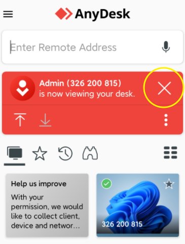 stop AnyDesk Access in Mobile