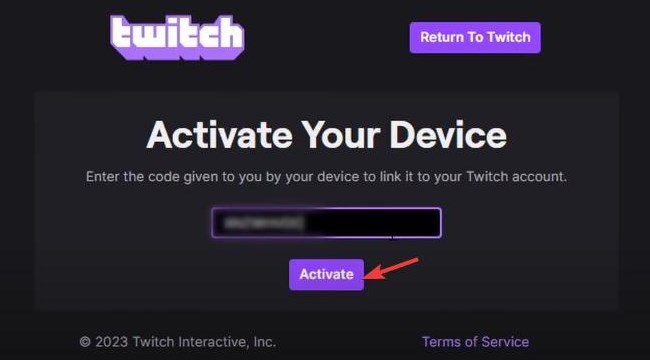 Activate Twitch account for streaming