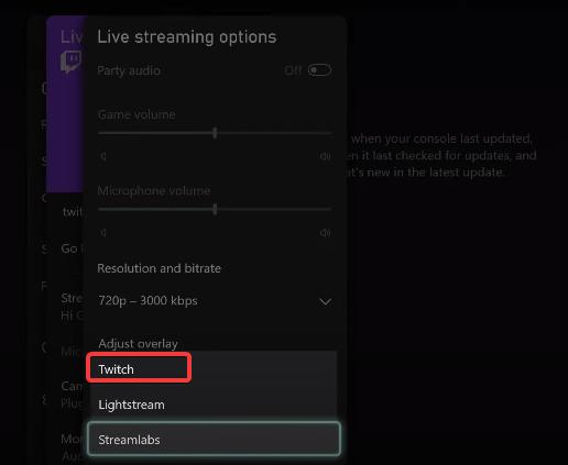 choose Twitch in Xbox