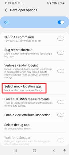 Mock Location App auswählen antippen