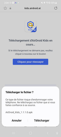 Télcharger AirDroid Kids sur l'appareil de l'enfant