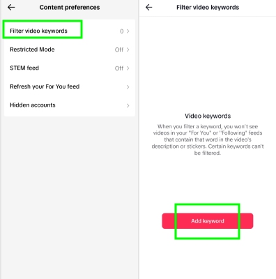 add keywords on TikTok
