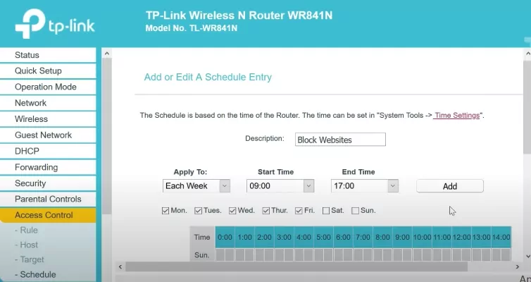 TP Link schedule blocking time