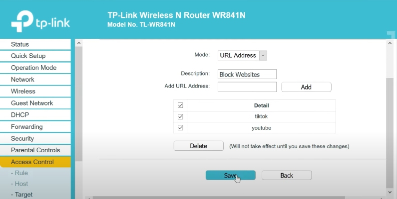 block websites on router