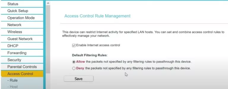 TP Link Router set rules