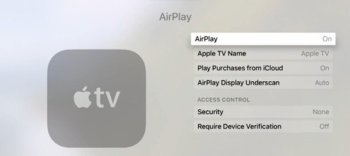 turn on AirPlay on Apple TV