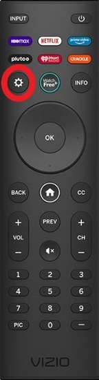 Settings button on Vizio TV remote