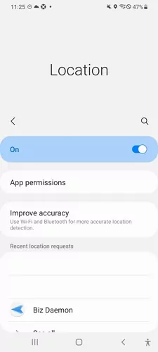 Activez les services de localisation sur Android
