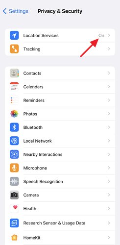 activar los servicios de localización en iPhone