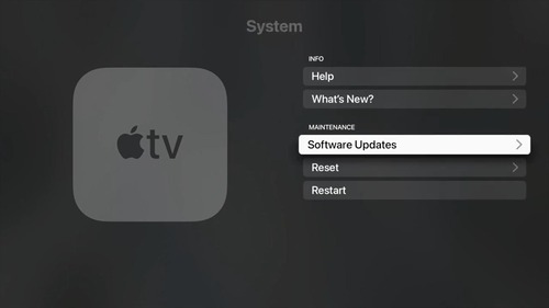 Software Updates on Apple TV Settings