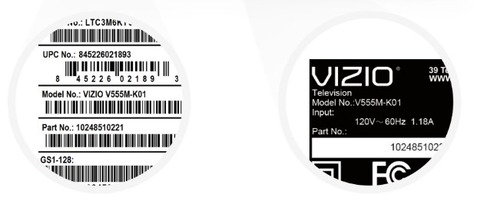 check Vizio TV model