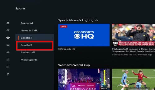 Sports content in Fire TV Channels