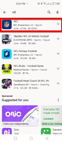 install NFL on phone