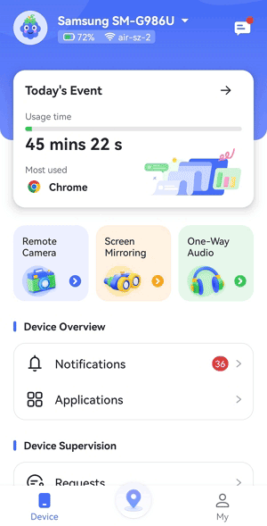 interfaz de AirDroid Parental Control