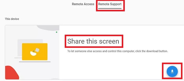Chrome Remote Desktop Share this screen