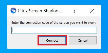Citrix screen sharing connection