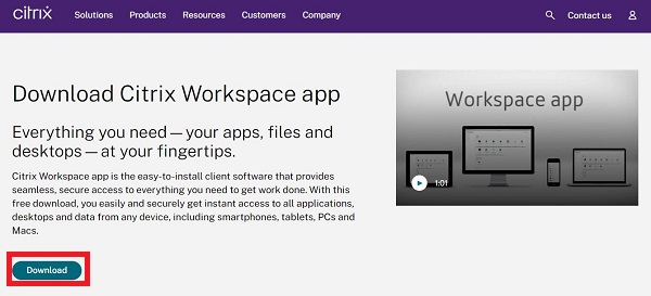 Download Citrix Workspace app