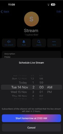start schedule live stream