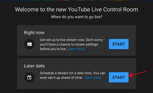 Later Date in YouTube Streaming