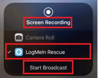LogMeIn Rescue Start Broadcast