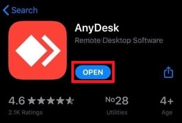 open AnyDesk on iPhone