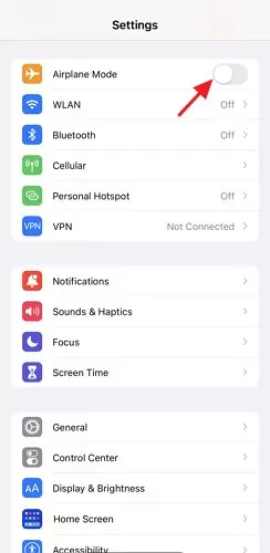 turn on Airplane mode