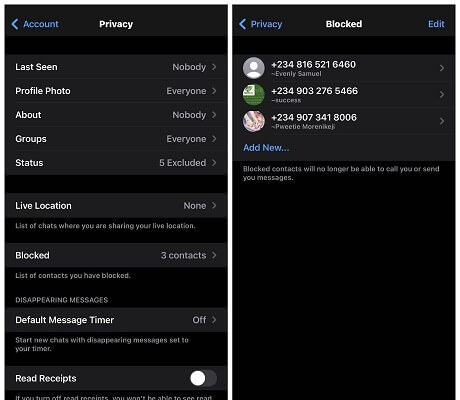 unblock whatsapp contacts