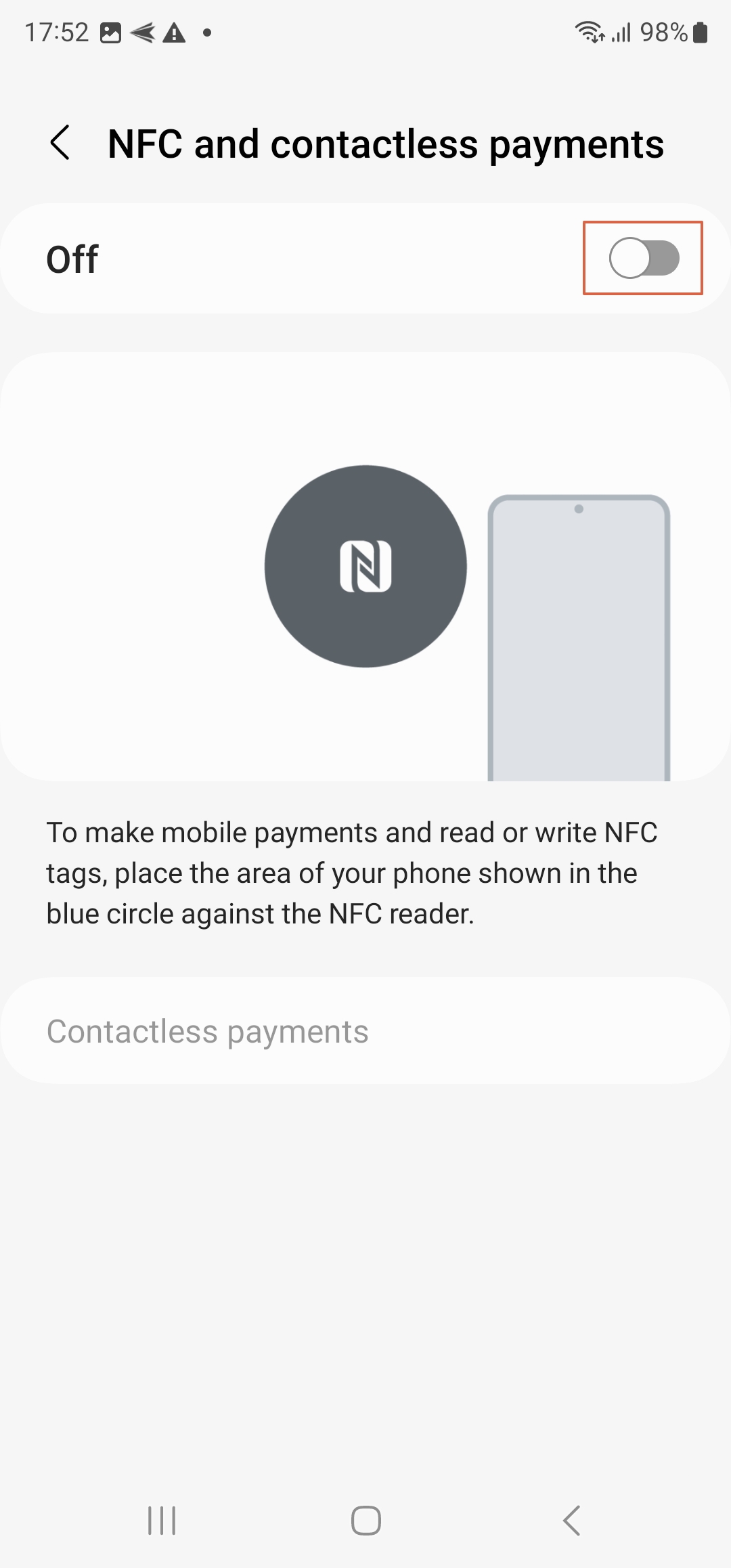 Toggle-on-NFC