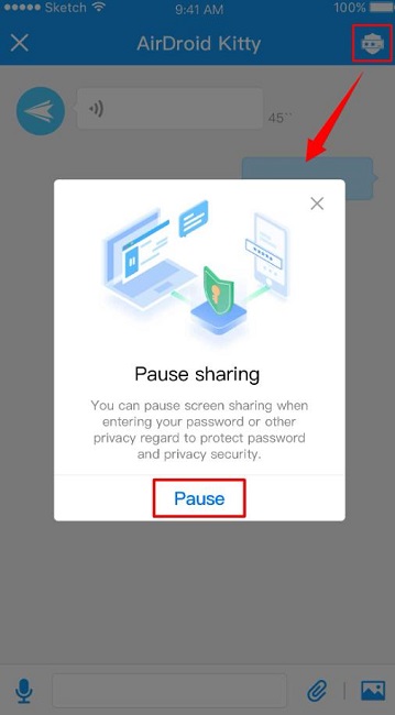 AirDroid Remote Support Pause Sharing