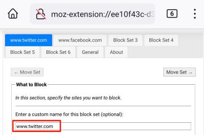 bloquear sitio web en Firefox Android
