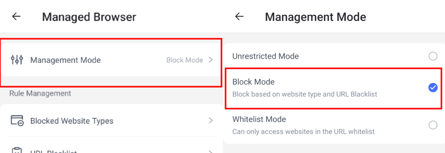 choose block mode on AirDroid