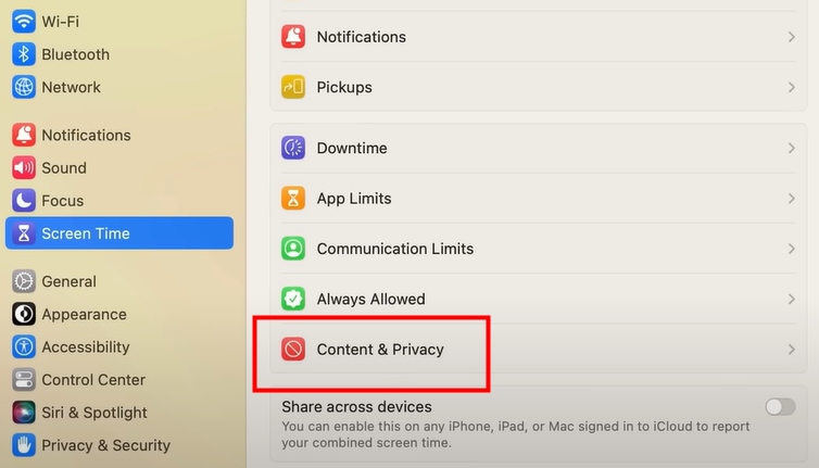 Mac Content Privacy option