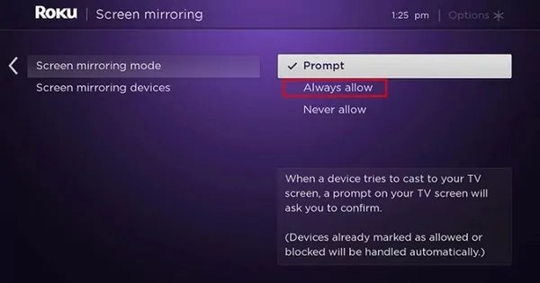 allow screen mirroring on Element TV