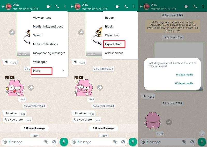 export WhatsApp chat on Android