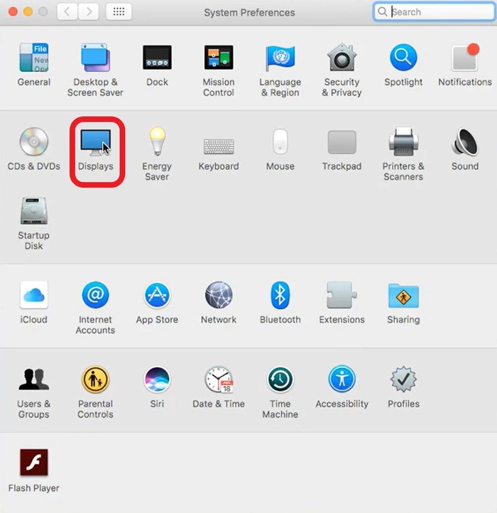 Display settings on Mac