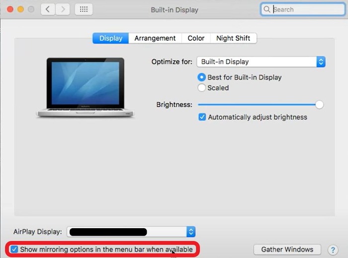 Show mirroring options in the menu bar when available