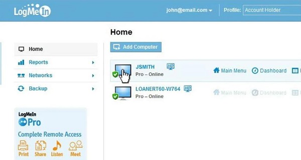 LogMeIn Pro interface