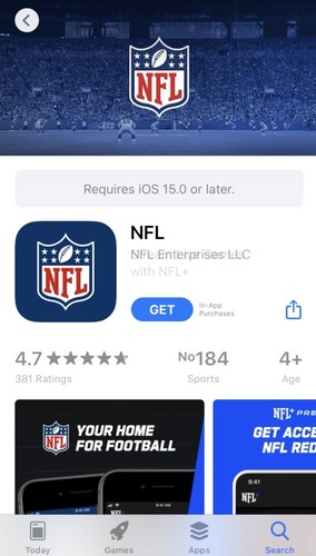 download NFL on iOS device