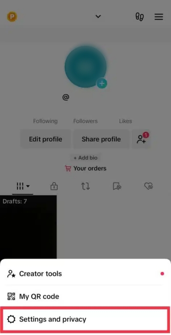 settings and privacy on TikTok