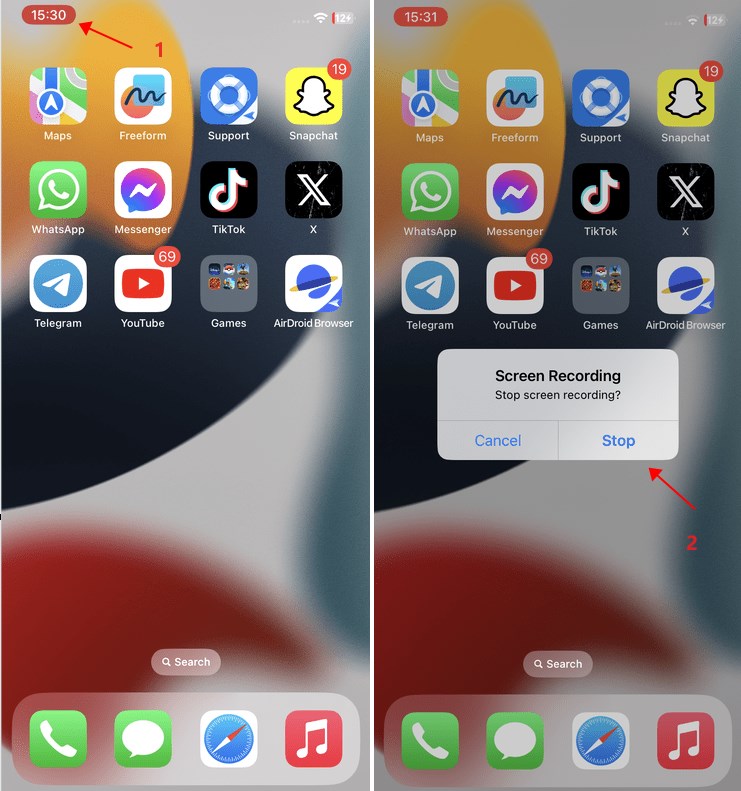 stop screen recording on iPhone