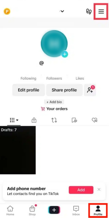 TikTok menu icon