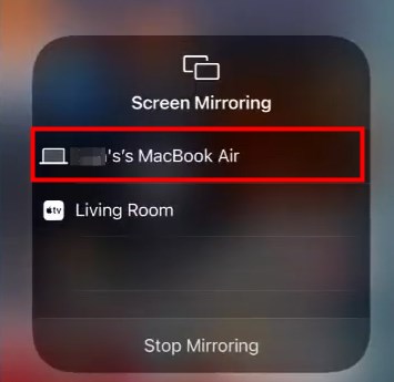 choose Mac from Screen Mirroring