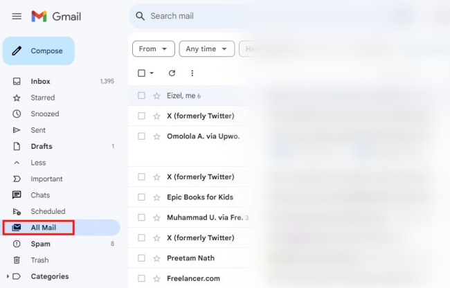 all mail on Gmail