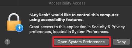 AnyDesk Open System Preferences