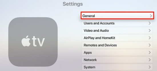 Apple TV general settings