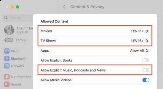 Apple TV restrictions from Mac