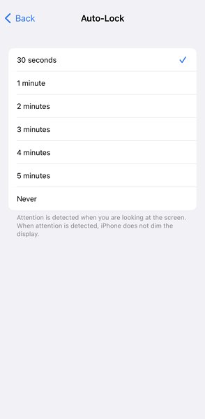 change screen timeout iPhone