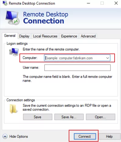 connect to remote PC