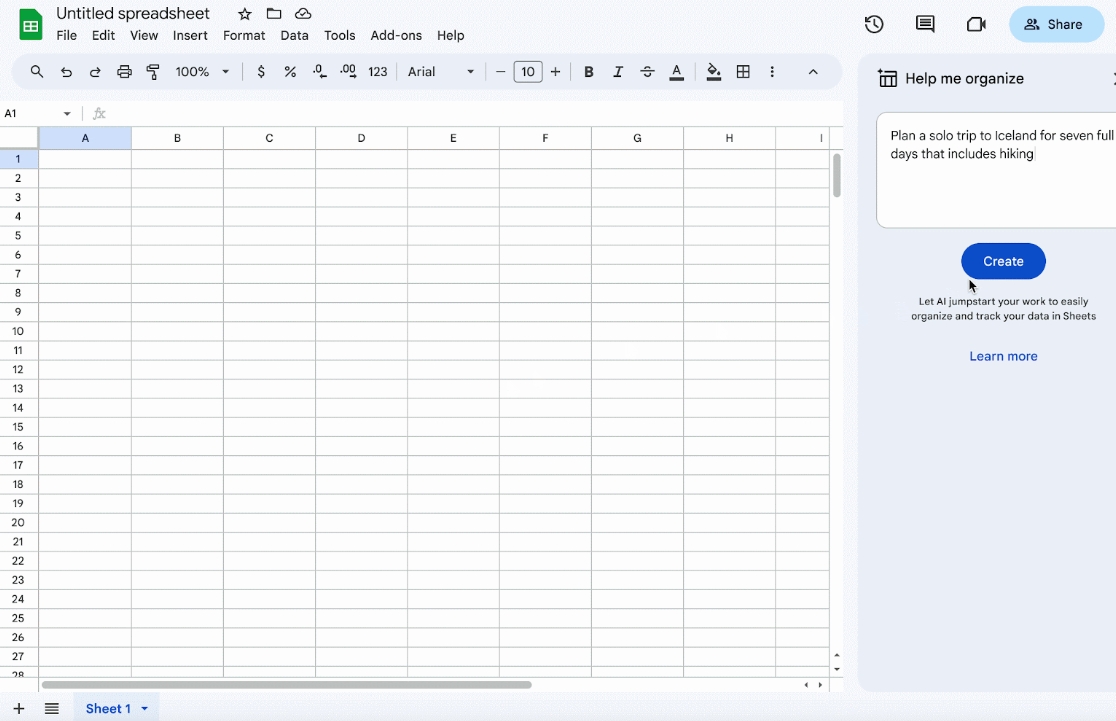 open a Google Sheet