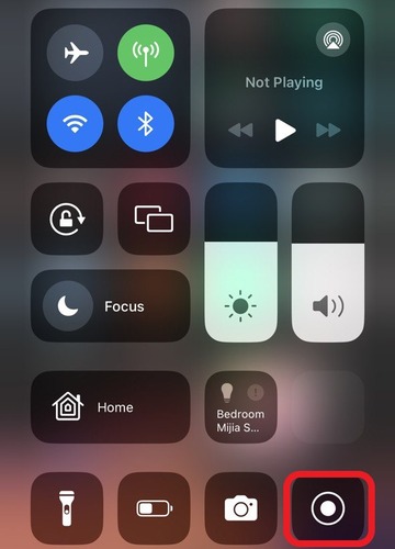 Screen Recording button on iPhone